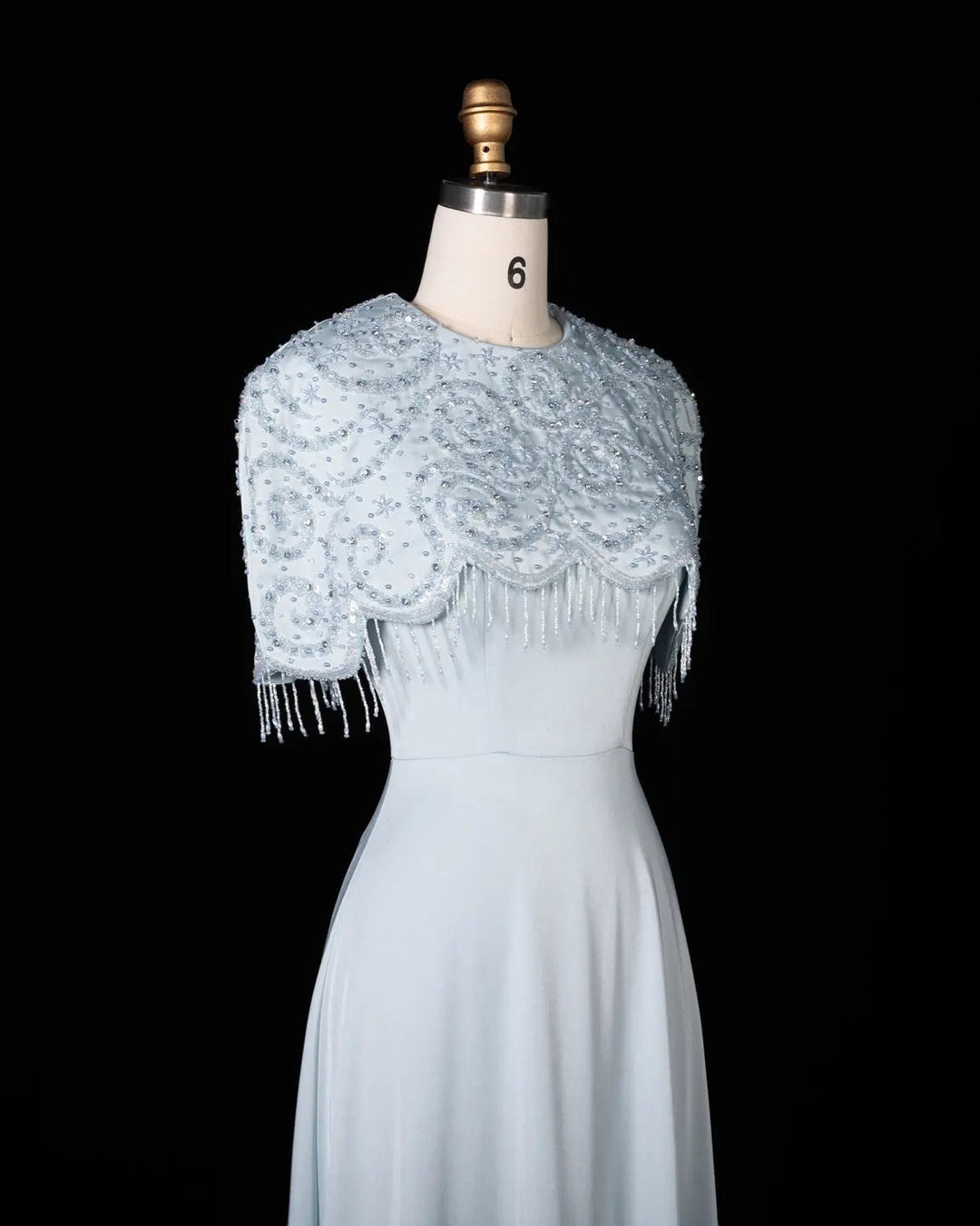 Dreamy Vow SS614 beaded cape chiffon fringe A-line evening dress