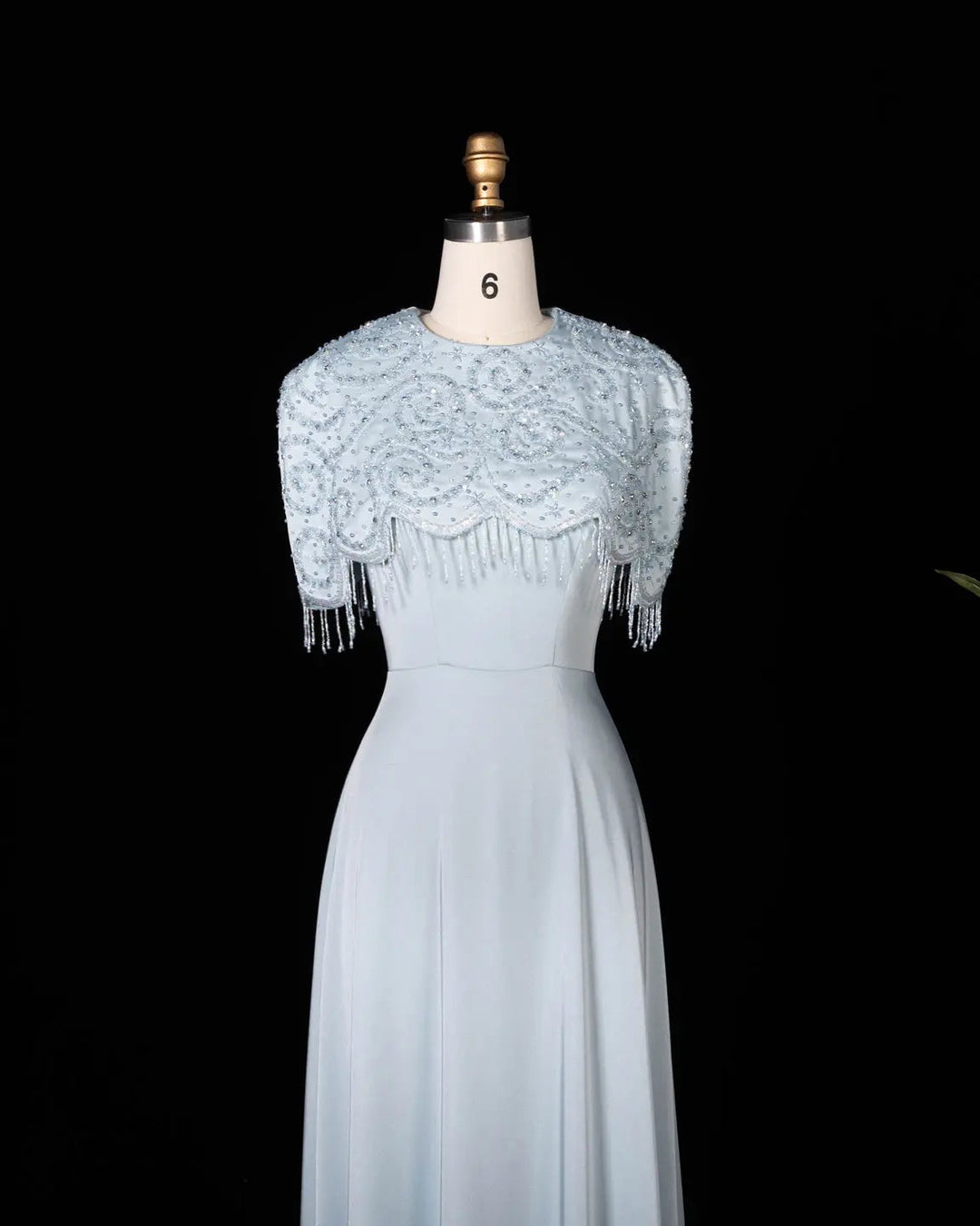 Dreamy Vow SS614 beaded cape chiffon fringe A-line evening dress