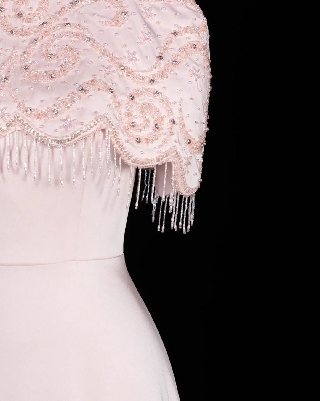 Dreamy Vow SS614 beaded cape chiffon fringe A-line evening dress