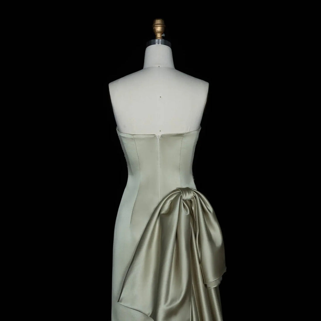 Dreamy Vow SS664 sage green strapless sequin column evening gown with train