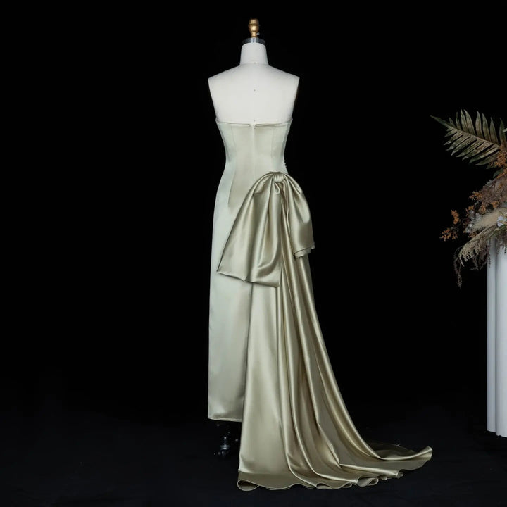 Dreamy Vow SS664 sage green strapless sequin column evening gown with train