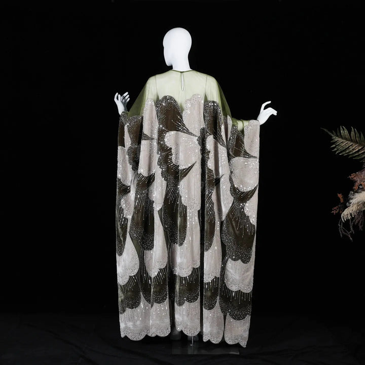 Dreamy Vow SS669 green beaded kaftan evening dress full look