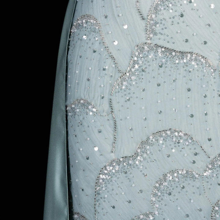 Dreamy Vow SS670 mint green off shoulder beaded column evening gown detail