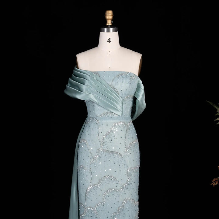 Dreamy Vow SS670 mint green off shoulder bodice detail