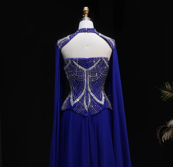Dreamy Vow SS757 royal blue beaded evening dress back bodice detail