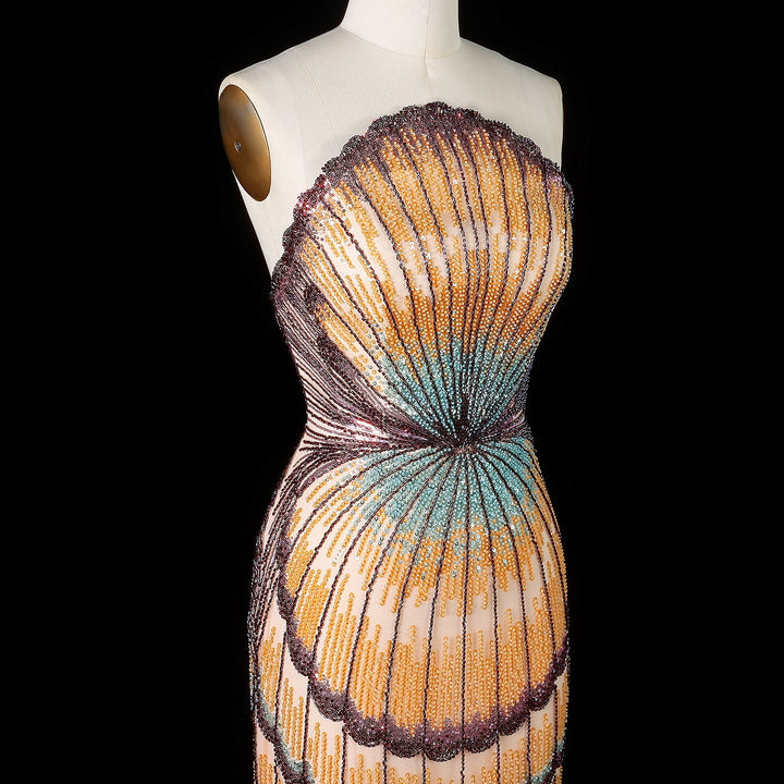 Glamorous Mixed Purple Beaded with Train Evening Dress SS656