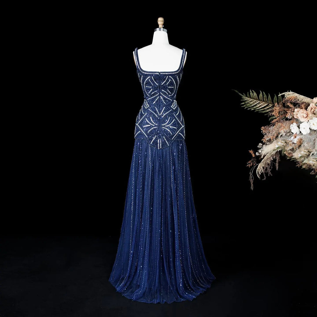 Luxury Champagne Beaded Ruffled Prom Dress SS552
