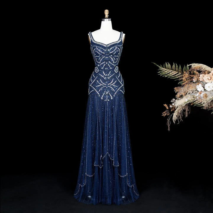 Luxury Champagne Beaded Ruffled Prom Dress SS552