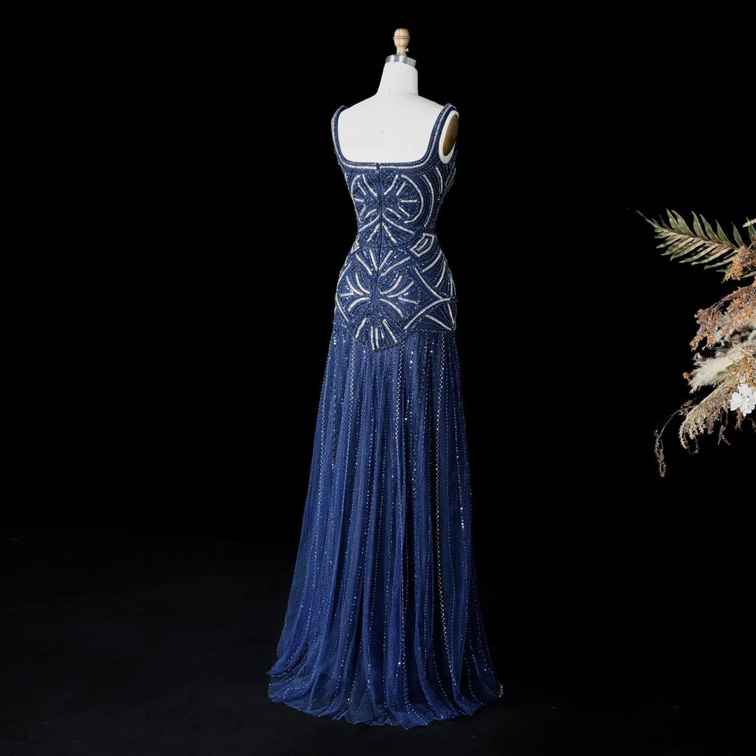 Luxury Champagne Beaded Ruffled Prom Dress SS552