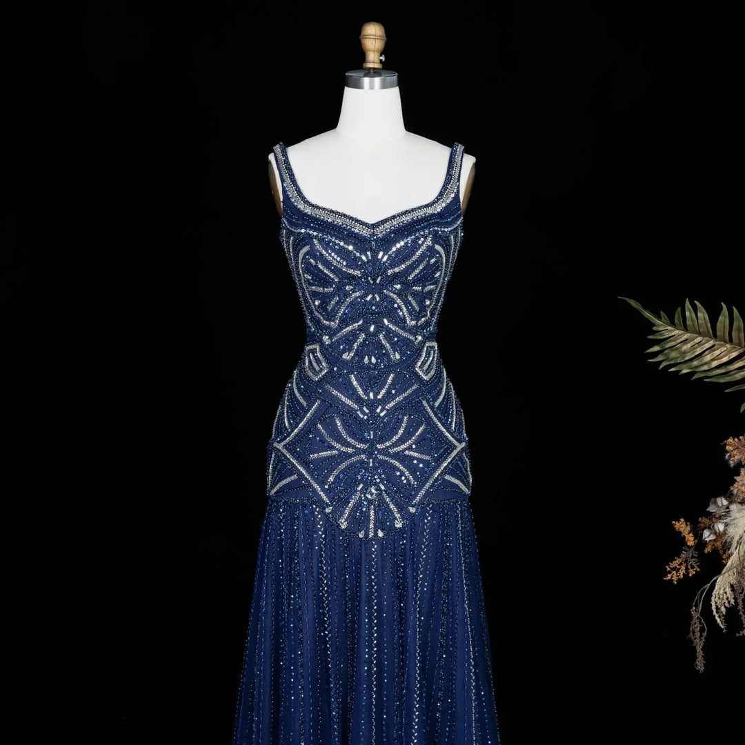 Luxury Champagne Beaded Ruffled Prom Dress SS552