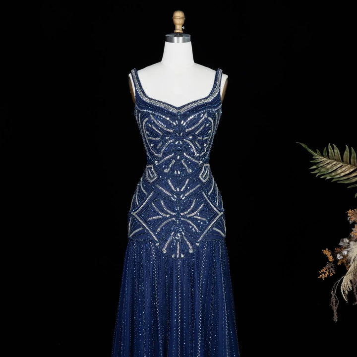 Luxury Champagne Beaded Ruffled Prom Dress SS552