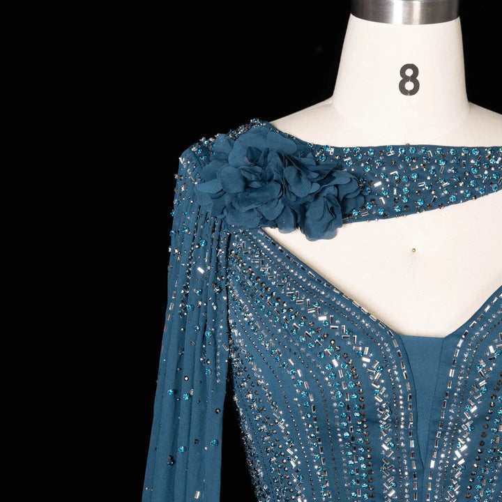Beaded Cape Sleeve A-Line Prom Evening Dress SS052