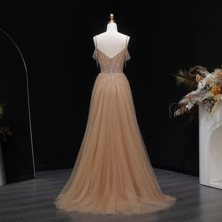Sparkly Sage Green Evening Dress with Crystal Corset Overskirt SS121