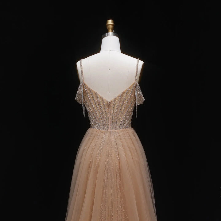 Sparkly Sage Green Evening Dress with Crystal Corset Overskirt SS121