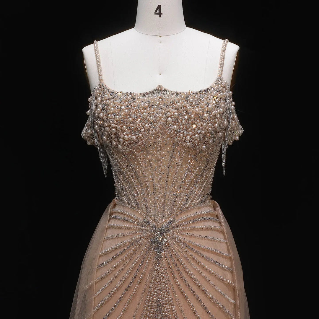 Sparkly Sage Green Evening Dress with Crystal Corset Overskirt SS121