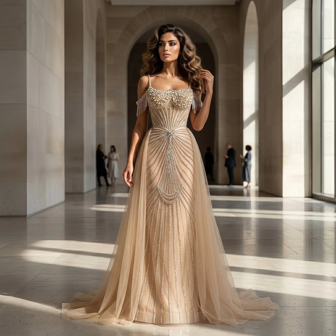 Sparkly Sage Green Evening Dress with Crystal Corset Overskirt SS121