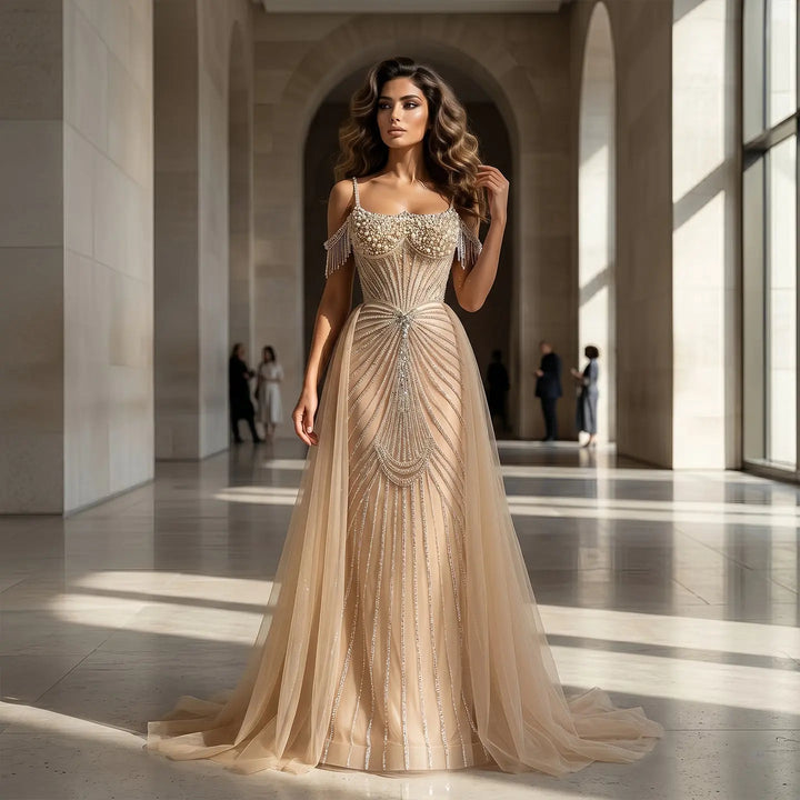 Sparkly Sage Green Evening Dress with Crystal Corset Overskirt SS121