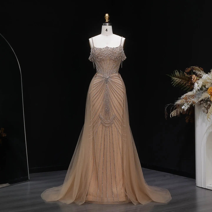 Sparkly Sage Green Evening Dress with Crystal Corset Overskirt SS121