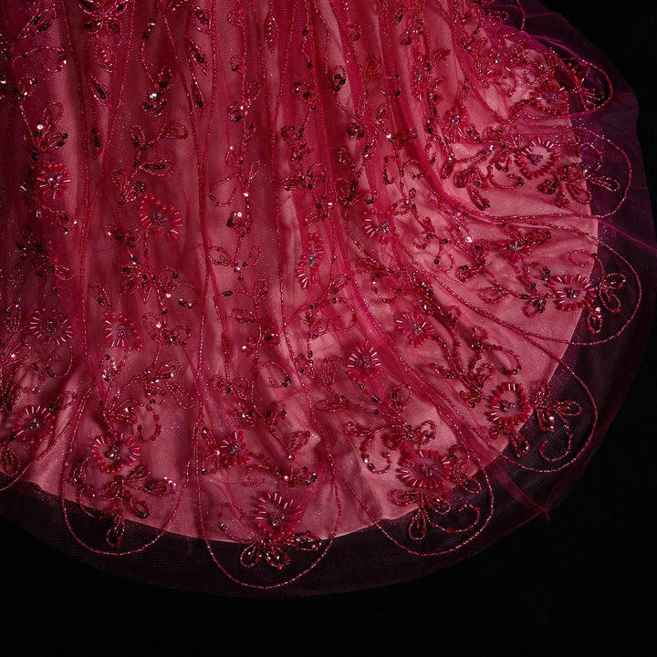 Luxury Fuchsia Off-Shoulder Beaded Tassel Mermaid Evening Dress SS516