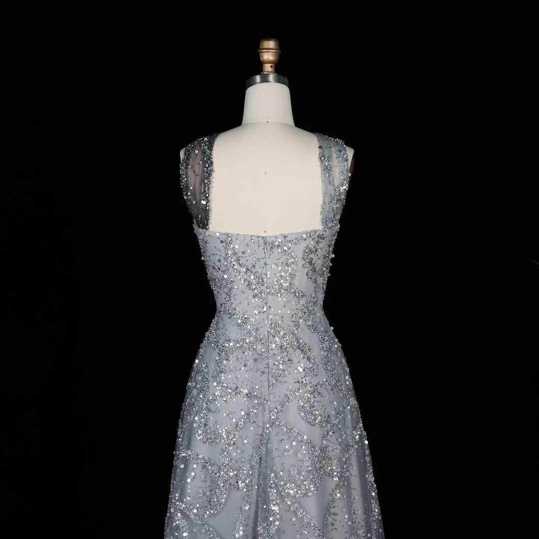 Elegant Gradient Pink Beaded Sequin Halter Prom Dress SS709