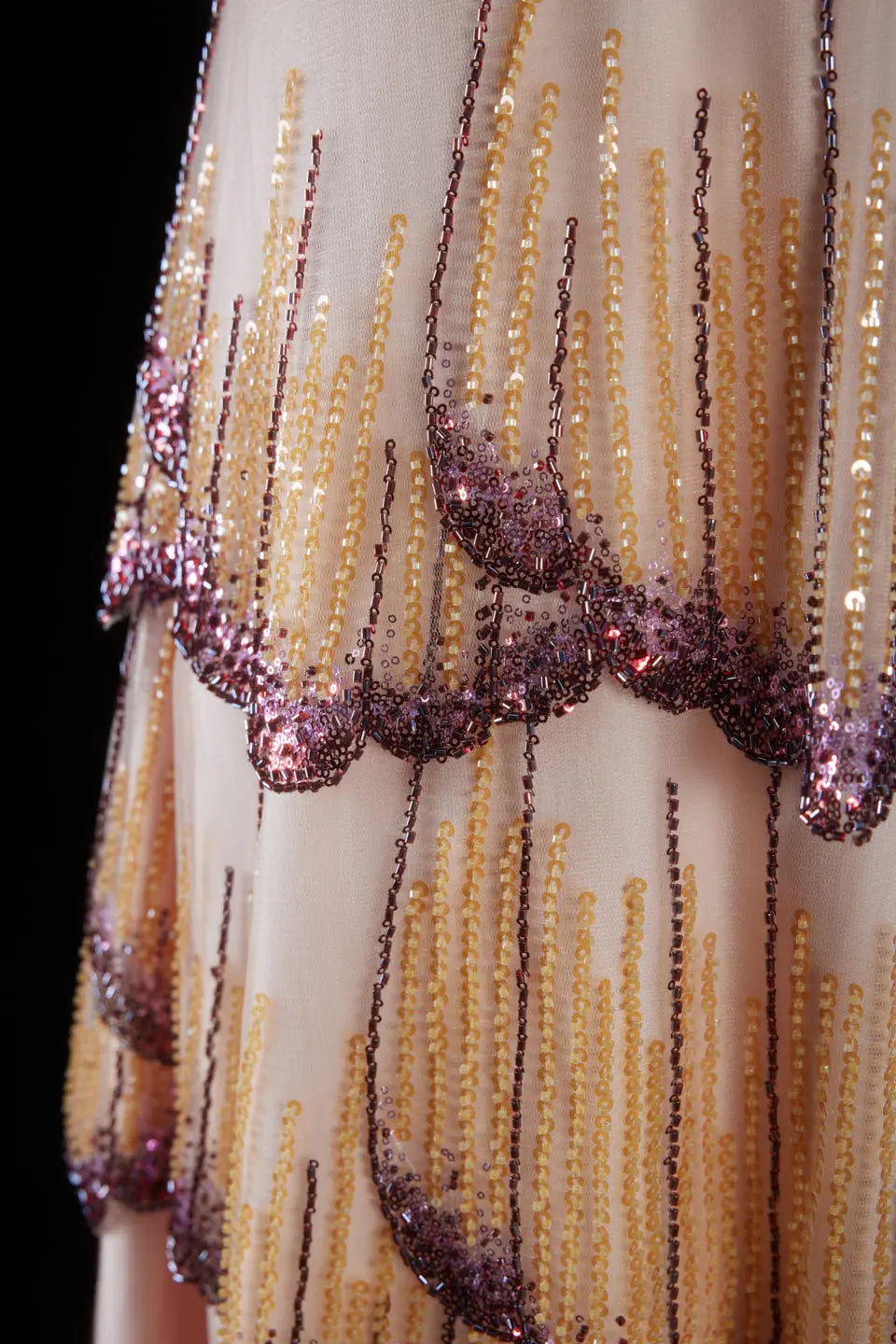 Elegant Mixed Purple Tiered Sequin Strapless A-Line Evening Gown SS657
