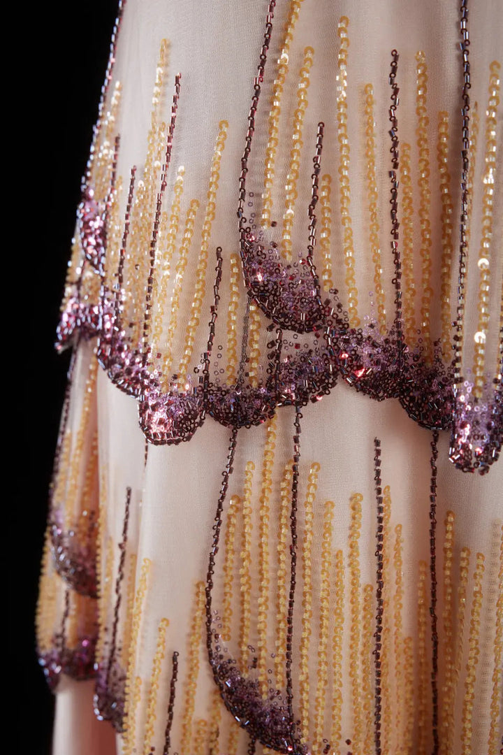 Elegant Mixed Purple Tiered Sequin Strapless A-Line Evening Gown SS657