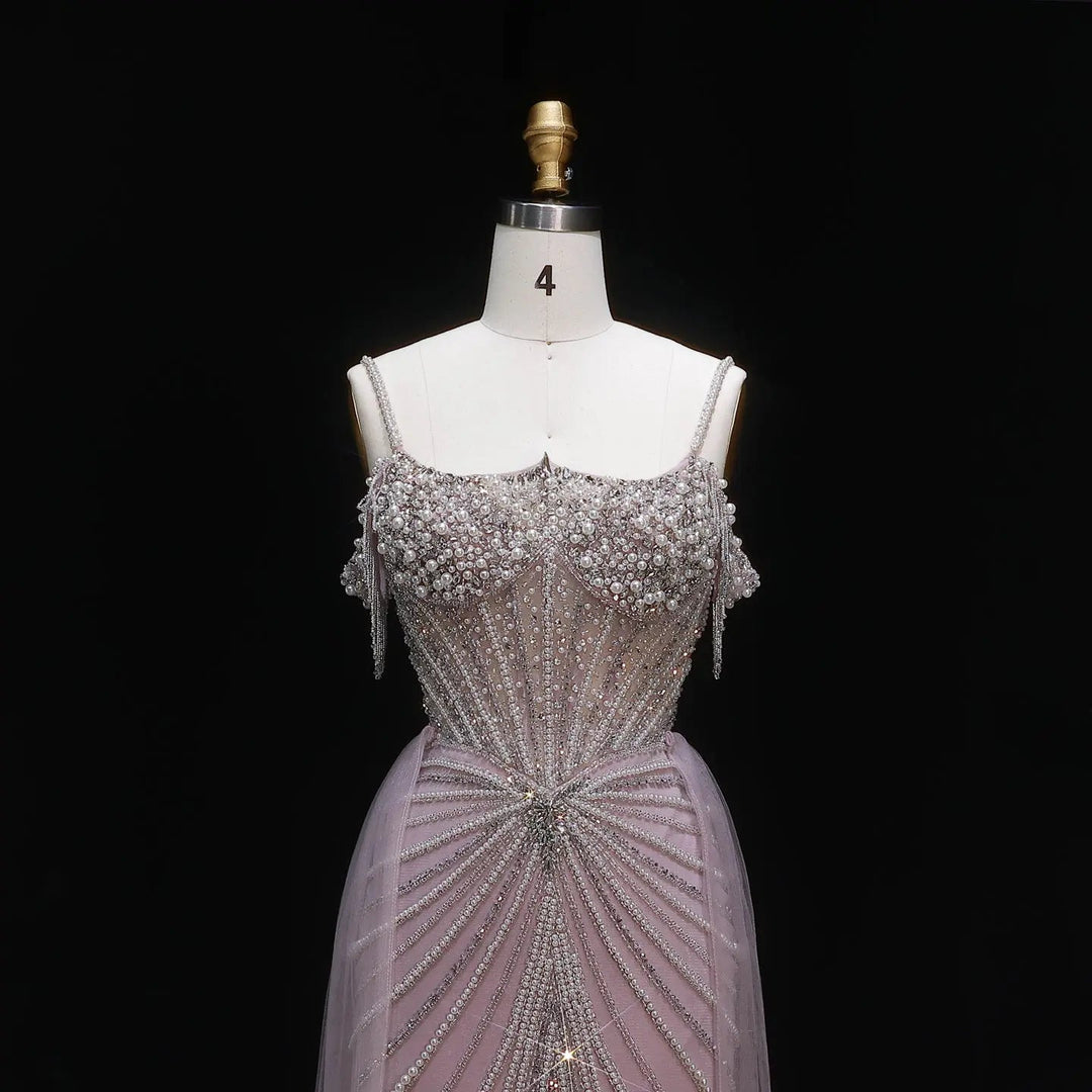 Sparkly Sage Green Evening Dress with Crystal Corset Overskirt SS121