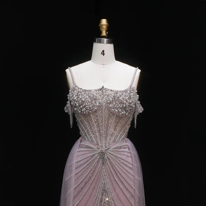 Sparkly Sage Green Evening Dress with Crystal Corset Overskirt SS121