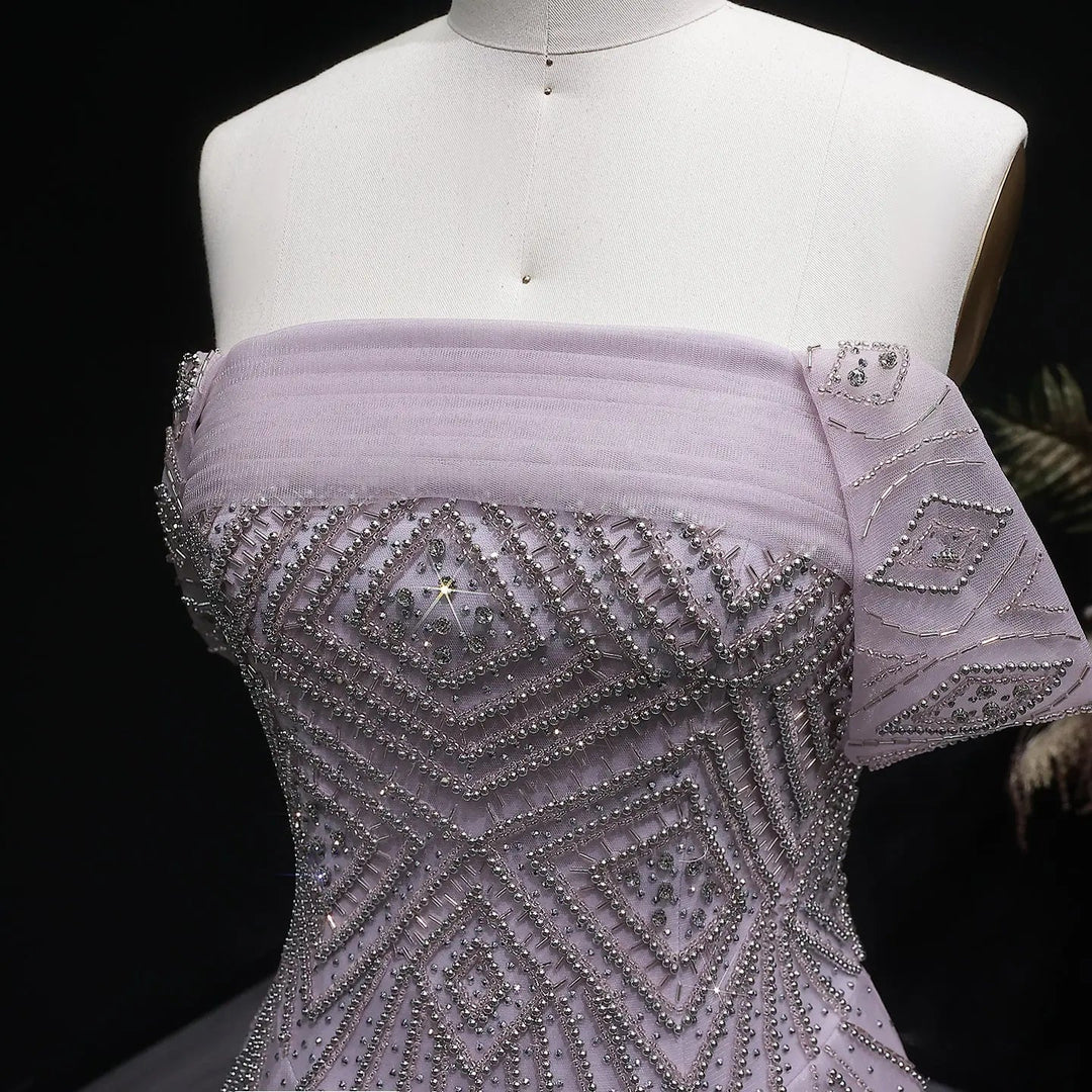 Elegant Pink Tulle Layers Evening Dress with Sparkle Beading SS324