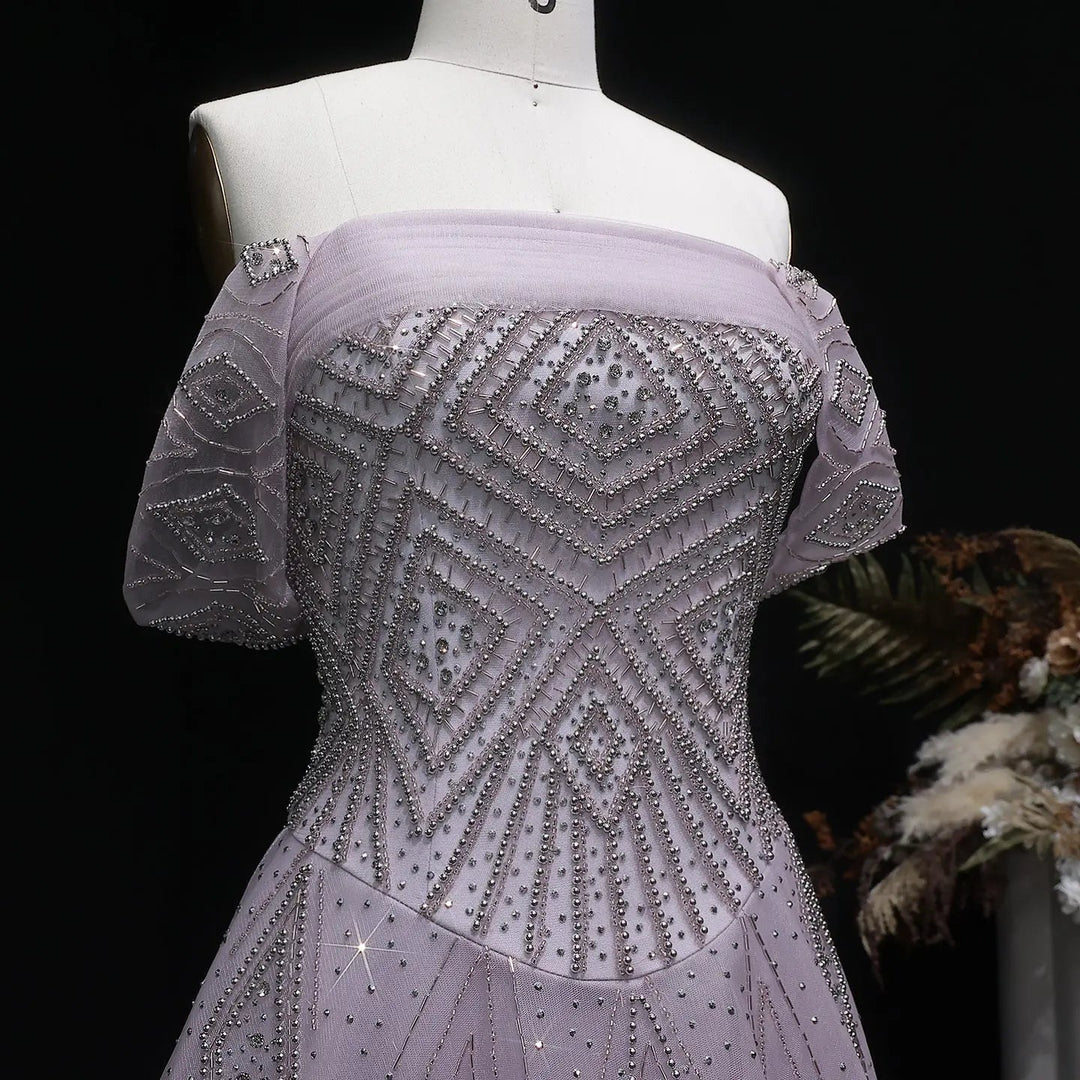 Elegant Pink Tulle Layers Evening Dress with Sparkle Beading SS324