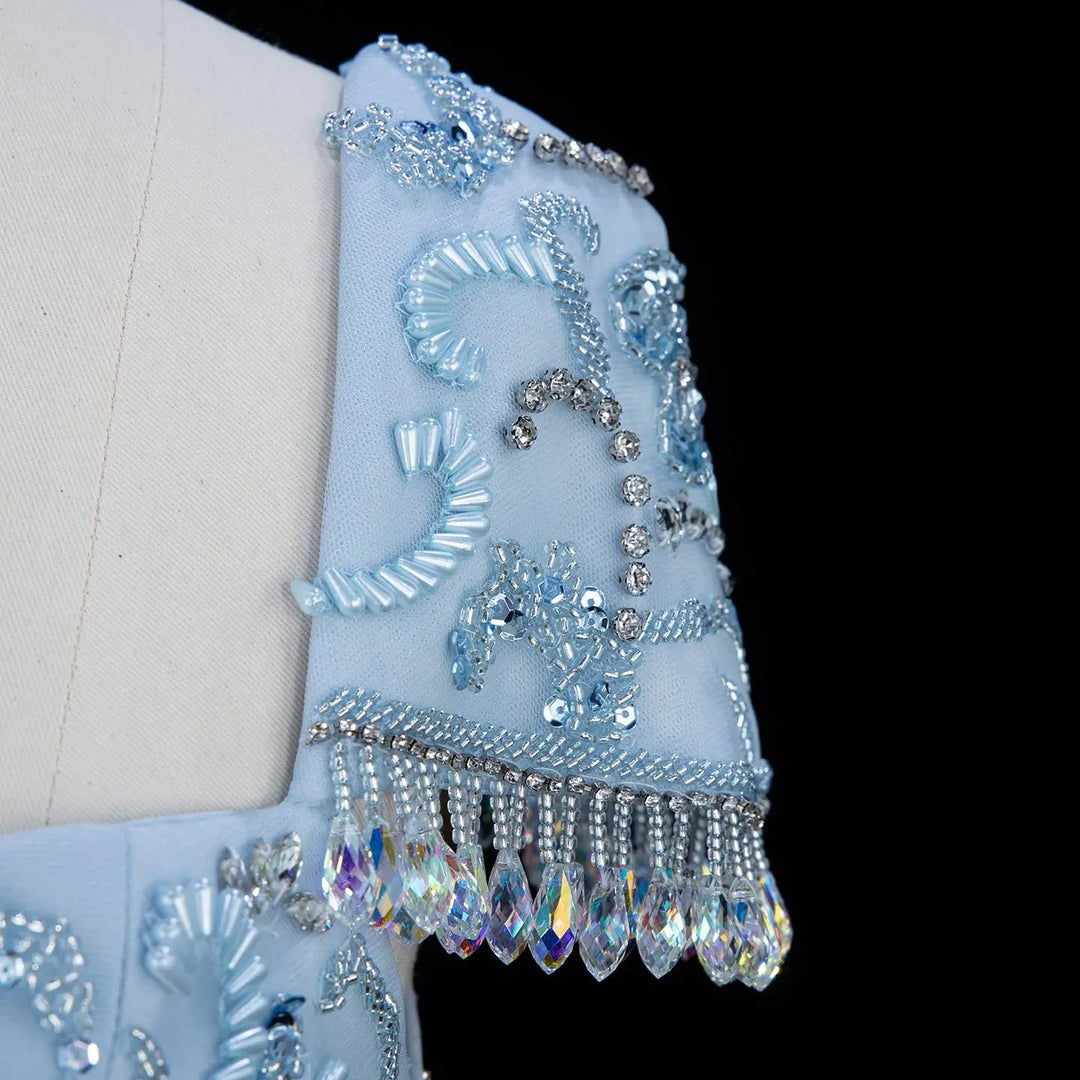 Luxury Beaded Puff Sleeve Sheath Prom Evening Dress SS389
