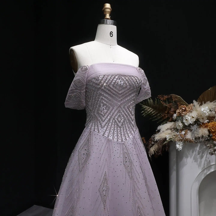 Elegant Pink Tulle Layers Evening Dress with Sparkle Beading SS324
