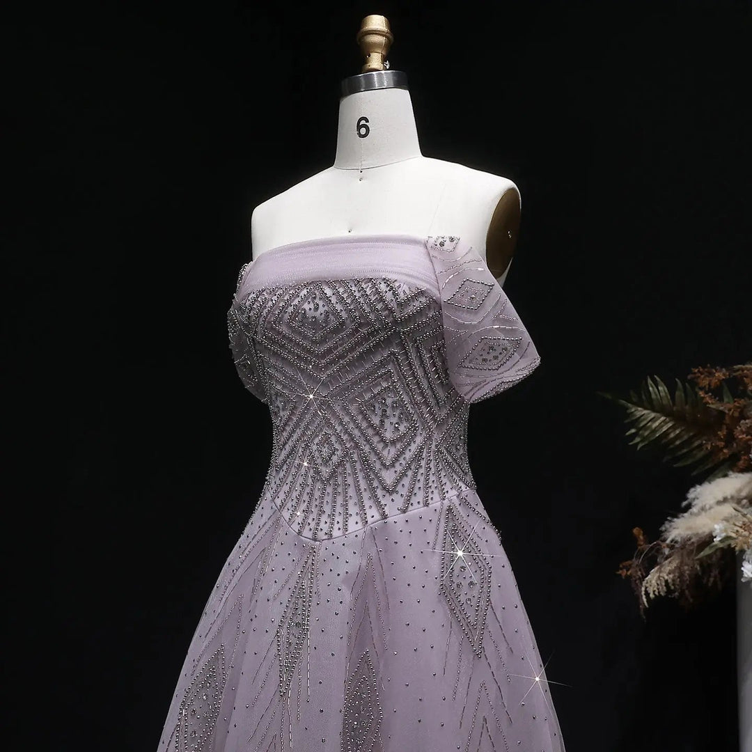 Elegant Pink Tulle Layers Evening Dress with Sparkle Beading SS324