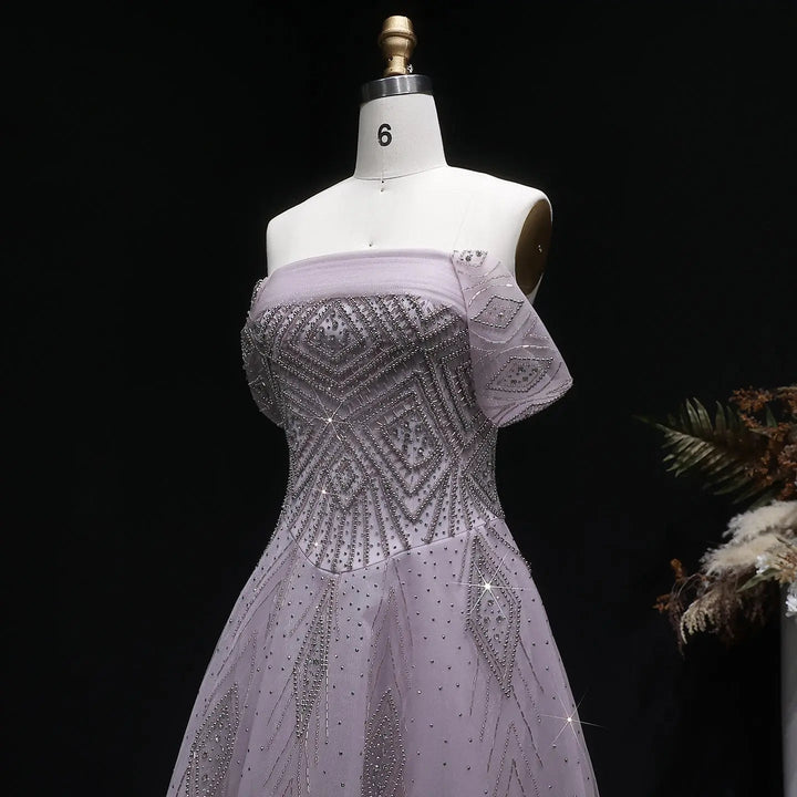 Elegant Pink Tulle Layers Evening Dress with Sparkle Beading SS324