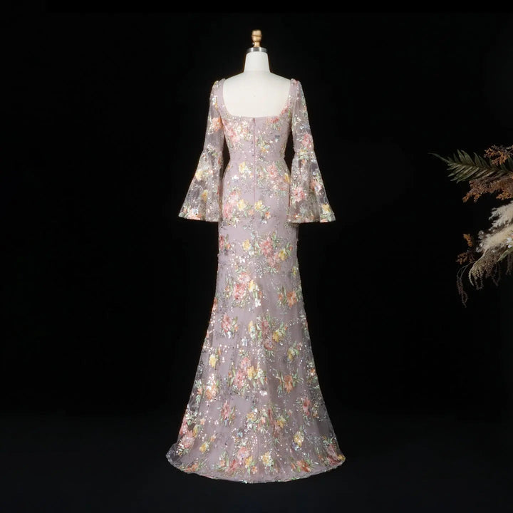 Romantic Rose Pink Appliqué Evening Dress Sparkling Floral Detail SS465