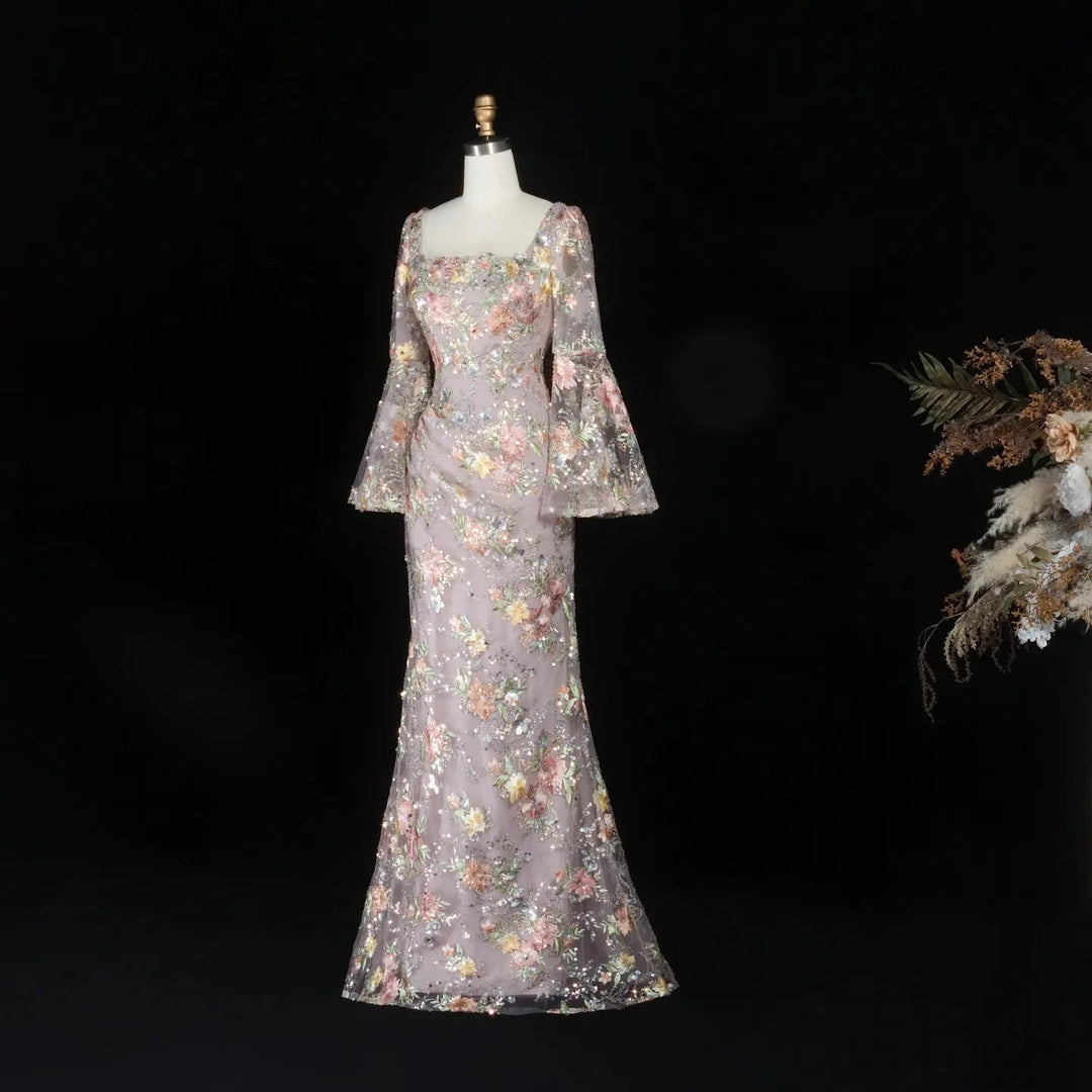 Romantic Rose Pink Appliqué Evening Dress Sparkling Floral Detail SS465