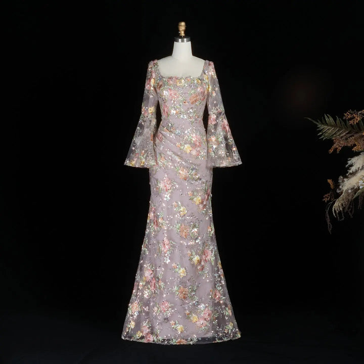 Romantic Rose Pink Appliqué Evening Dress Sparkling Floral Detail SS465