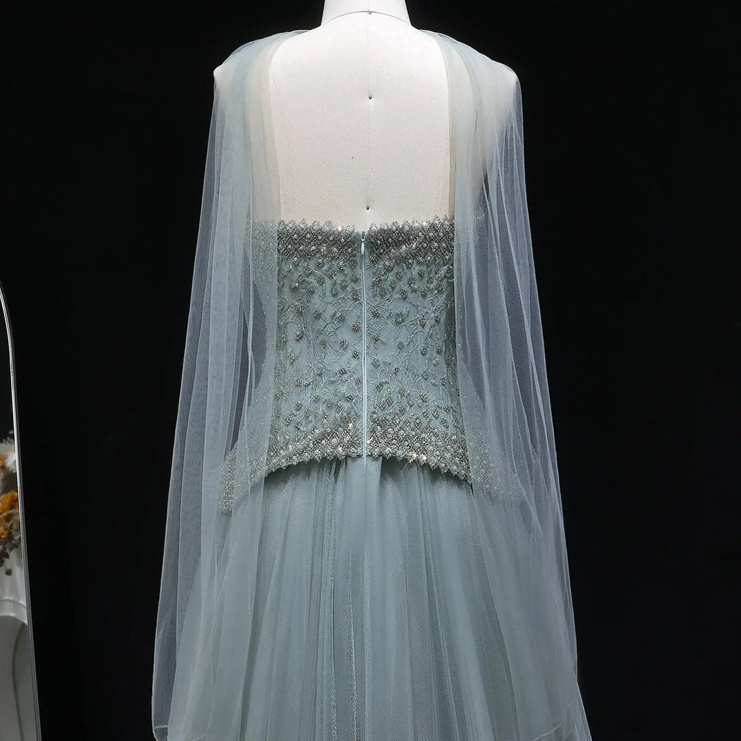 Elegant Peach Corset Evening Gown with Crystal Embellished Bodice SS299