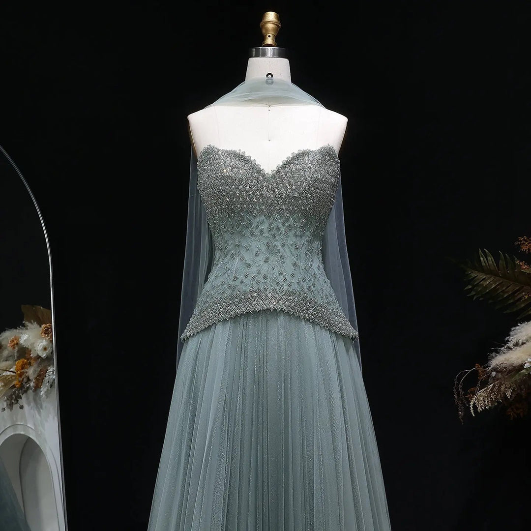 Elegant Peach Corset Evening Gown with Crystal Embellished Bodice SS299