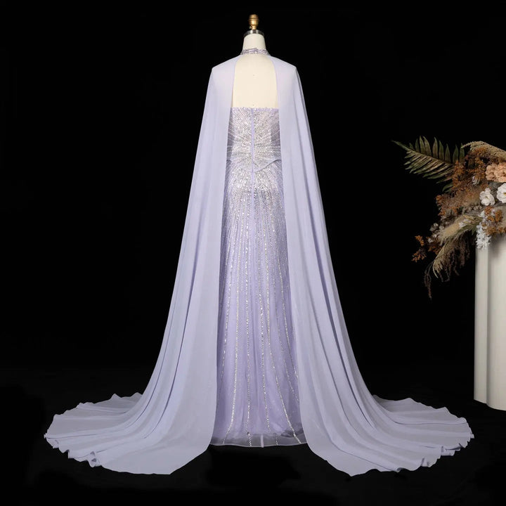 DreamyVow Lilac strapless beaded sheath with flowing cape Evening Dress Prom Dress SS112