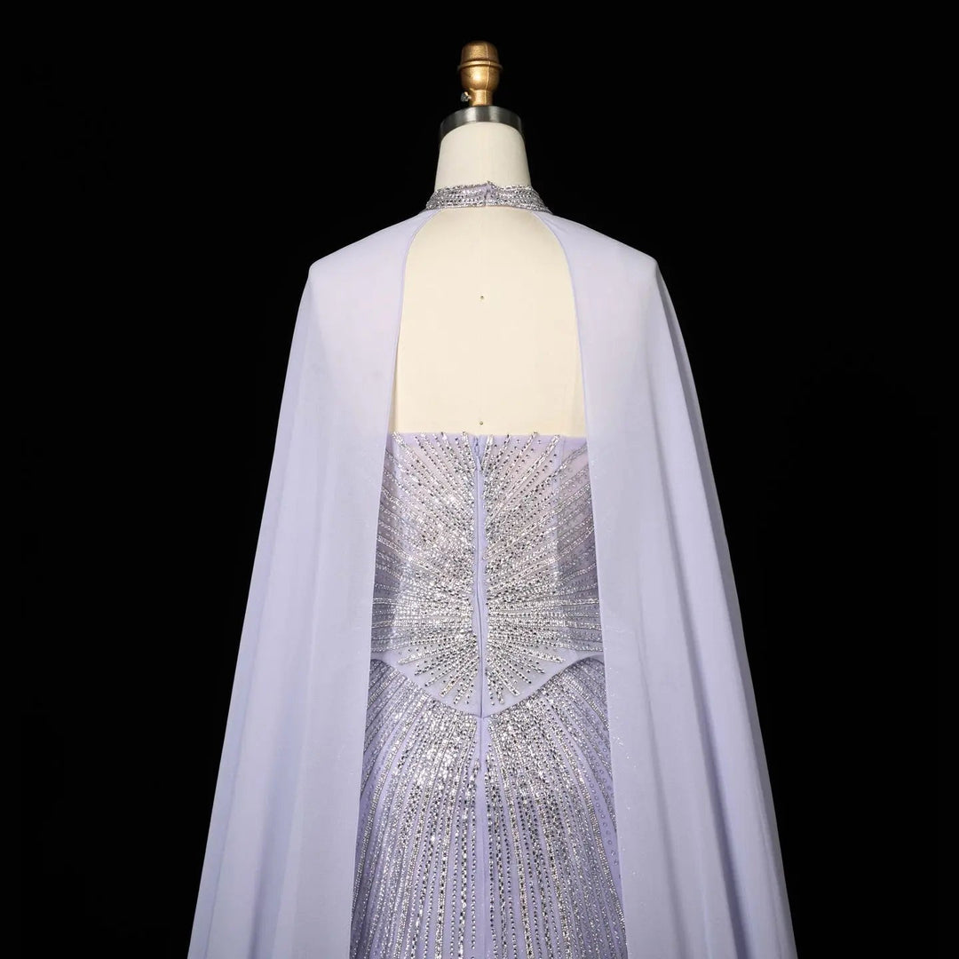 DreamyVow Lilac strapless beaded sheath with flowing cape Evening Dress Prom Dress SS112