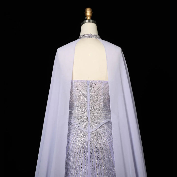 DreamyVow Lilac strapless beaded sheath with flowing cape Evening Dress Prom Dress SS112