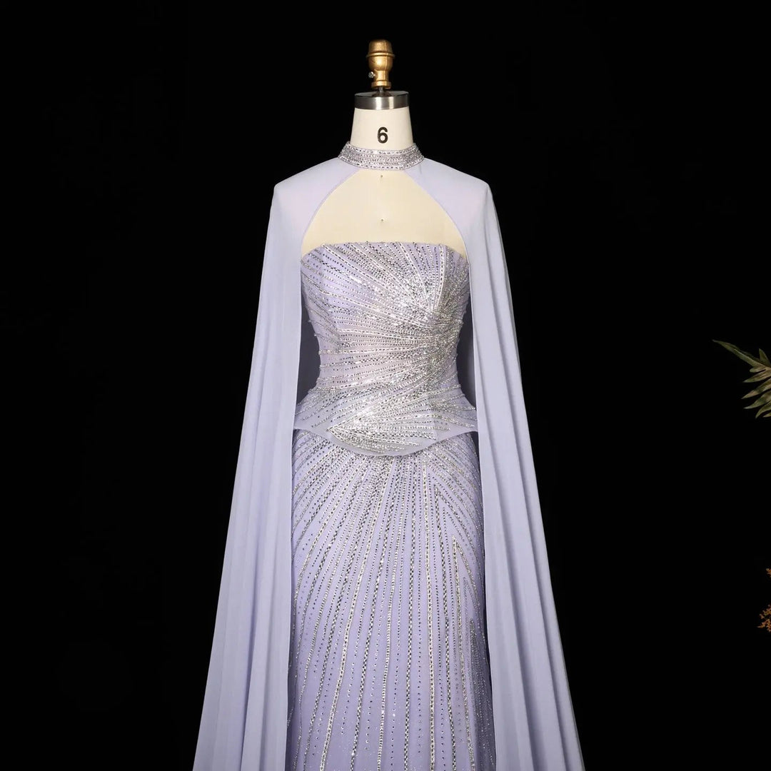 DreamyVow Lilac strapless beaded sheath with flowing cape Evening Dress Prom Dress SS112