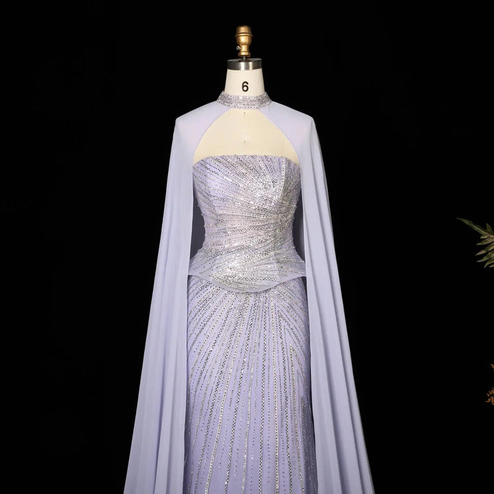 DreamyVow Lilac strapless beaded sheath with flowing cape Evening Dress Prom Dress SS112