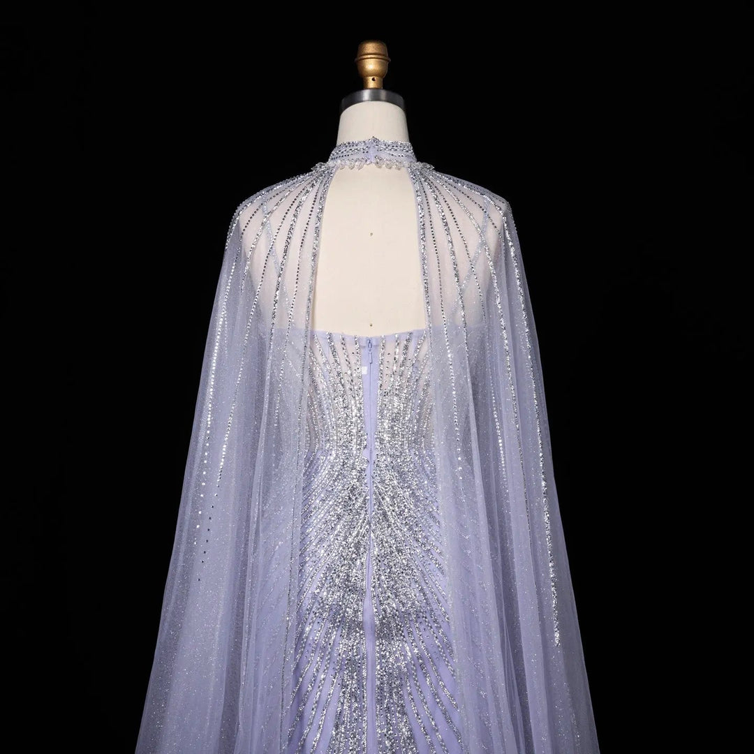 DreamyVow Lilac beaded mermaid with cape sleeves Evening Dress Prom Dress SS114
