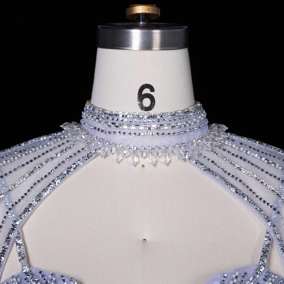 DreamyVow Lilac beaded mermaid with cape sleeves Evening Dress Prom Dress SS114