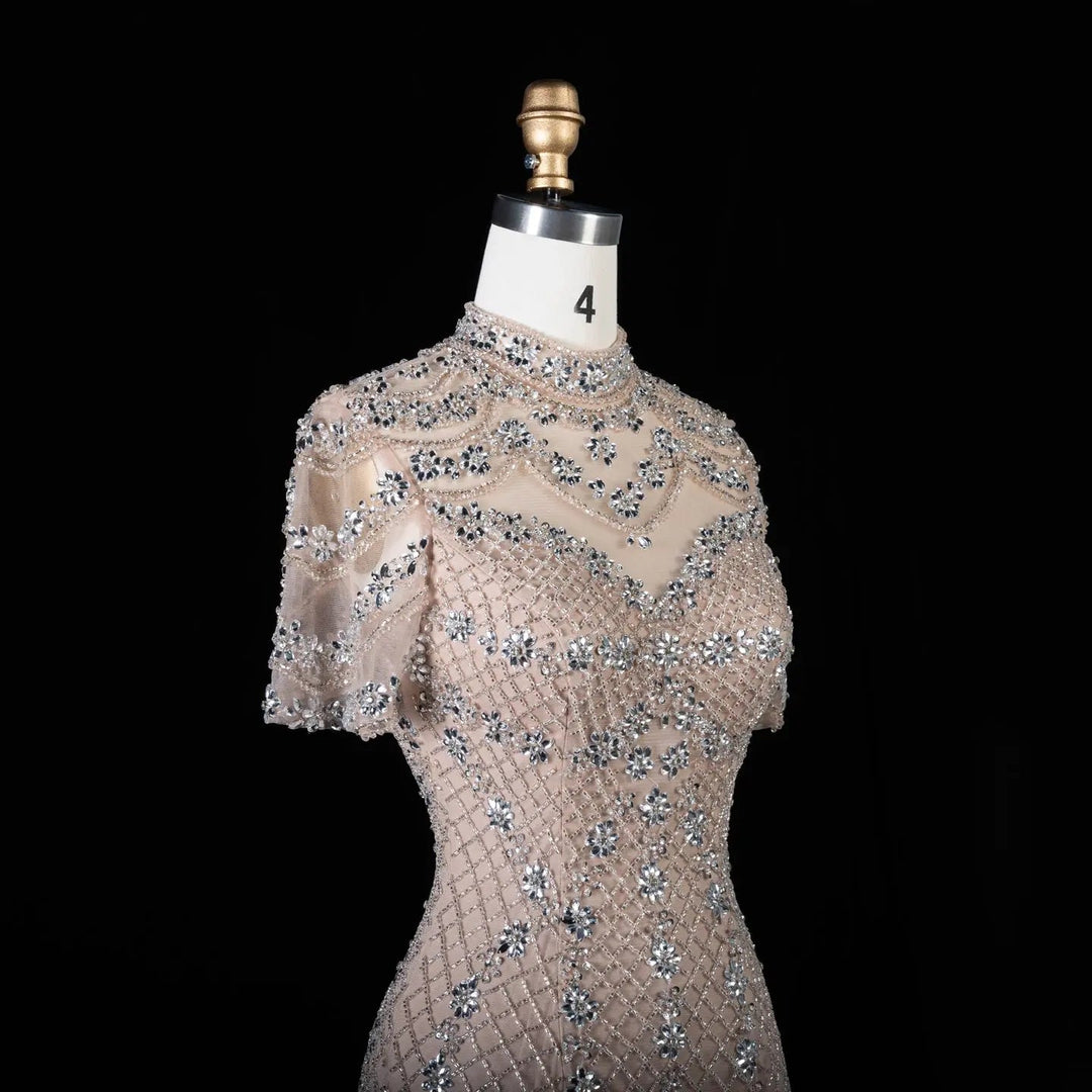 DreamyVow SS185 champagne rhinestone beaded mermaid evening dress bodice
