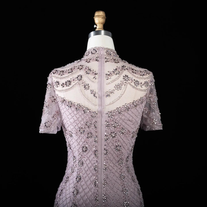 DreamyVow SS185 pink rhinestone beaded mermaid evening dress back detail