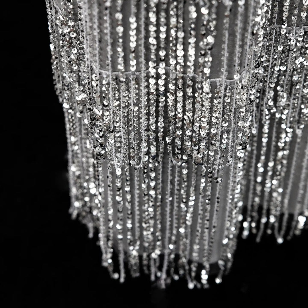 DreamyVow Gray strapless beaded peplum fringe sheath Evening Dress Prom Dress SS370