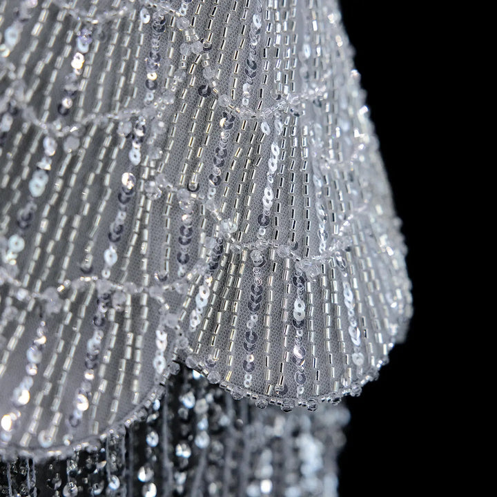 DreamyVow Gray strapless beaded peplum fringe sheath Evening Dress Prom Dress SS370